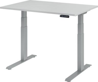 HAMMERBACHER XDKB12 höhenverstellbarer Schreibtisch lichtgrau rechteckig C-Fuß-Gestell silber 120,0 x 80,0 cm