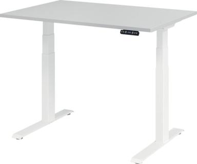 Sitz-Steh-Schreibtisch elektrisch 120 x 80 cm, Grau/Weiß, rechteckig