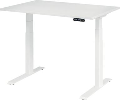 Sitz-Steh-Schreibtisch elektrisch 120 x 80 cm, Weiß/Weiß, rechteckig