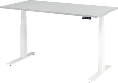 Sitz-Steh-Schreibtisch elektrisch 160 x 80 cm, Grau/Weiß, rechteckig