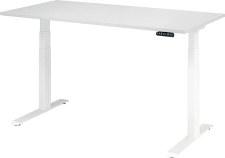 Sitz-Steh-Schreibtisch elektrisch 160 x 80 cm, Weiß/Weiß, rechteckig