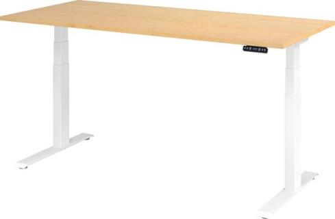 Sitz-Steh-Schreibtisch elektrisch 180 x 80 cm, Ahorn/Weiß, rechteckig