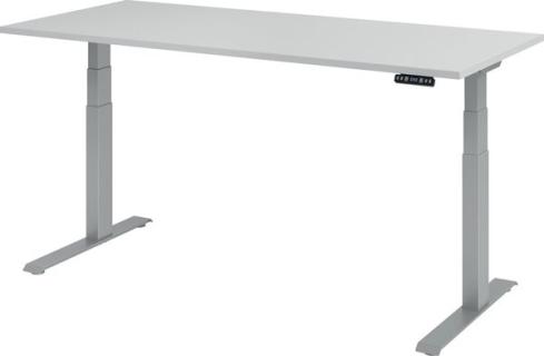 HAMMERBACHER XDKB19 höhenverstellbarer Schreibtisch lichtgrau rechteckig C-Fuß-Gestell silber 180,0 x 80,0 cm