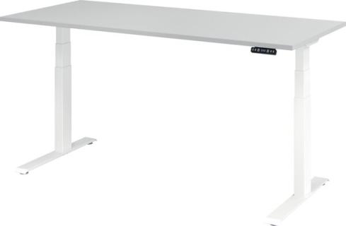 Sitz-Steh-Schreibtisch elektrisch 180 x 80 cm, Grau/Weiß, rechteckig