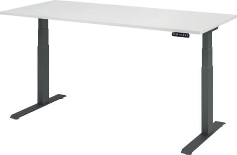 Sitz-Steh-Schreibtisch elektrisch 180 x 80 cm, Weiß/Graphit, rechteckig