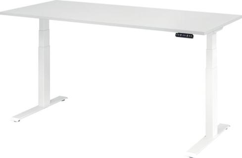 Sitz-Steh-Schreibtisch elektrisch 180 x 80 cm, Weiß/Weiß, rechteckig