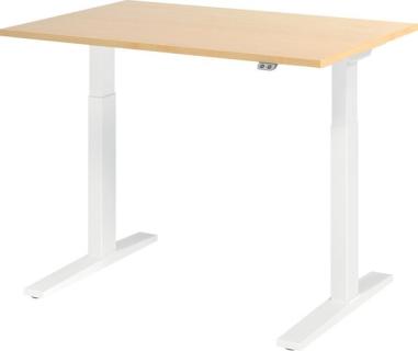 Sitz-Steh-Schreibtisch elektrisch 120 x 80 cm, Ahorn/Weiß, rechteckig