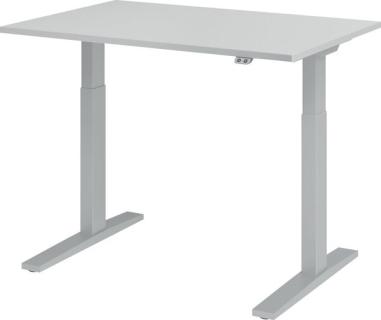 HAMMERBACHER XMKA12 höhenverstellbarer Schreibtisch lichtgrau rechteckig C-Fuß-Gestell silber 120,0 x 80,0 cm