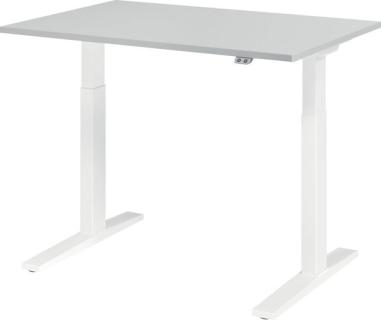 Sitz-Steh-Schreibtisch elektrisch 120 x 80 cm, Grau/Weiß, rechteckig