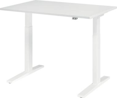 Sitz-Steh-Schreibtisch elektrisch 120 x 80 cm, Weiß/Weiß, rechteckig