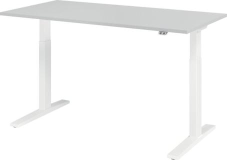 Sitz-Steh-Schreibtisch elektrisch 160 x 80 cm, Grau/Weiß, rechteckig
