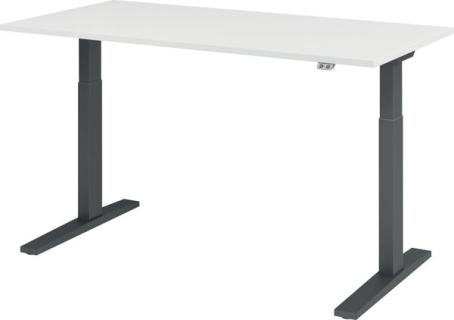 Sitz-Steh-Schreibtisch elektrisch 160 x 80 cm, Weiß/Graphit, rechteckig