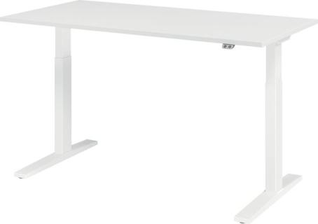 Sitz-Steh-Schreibtisch elektrisch 160 x 80 cm, Weiß/Weiß, rechteckig