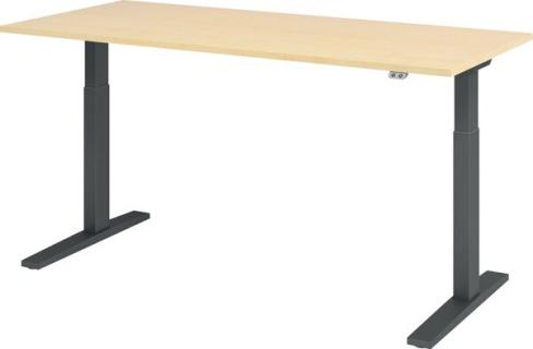 Sitz-Steh-Schreibtisch elektrisch 180 x 80 cm, Ahorn/Graphit, rechteckig