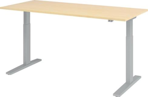 HAMMERBACHER XMKA19 höhenverstellbarer Schreibtisch ahorn rechteckig C-Fuß-Gestell silber 180,0 x 80,0 cm