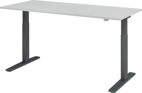 Sitz-Steh-Schreibtisch elektrisch 180 x 80 cm, Grau/Graphit, rechteckig