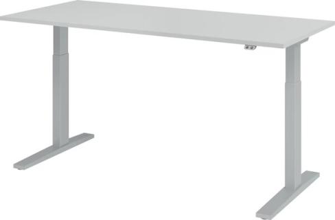 HAMMERBACHER XMKA19 höhenverstellbarer Schreibtisch lichtgrau rechteckig C-Fuß-Gestell silber 180,0 x 80,0 cm