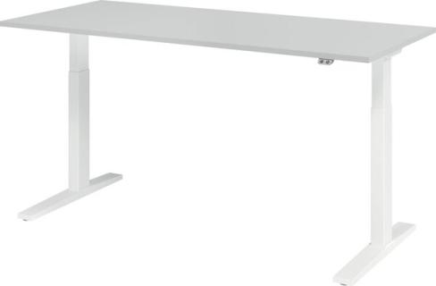 Sitz-Steh-Schreibtisch elektrisch 180 x 80 cm, Grau/Weiß, rechteckig