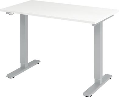 Sitz-Steh-Schreibtisch elektrisch weiß 120 x 67 cm x 2,5 cm Dicke