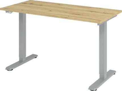 Sitz-Steh-Schreibtisch elektrisch Asteiche, 140 x 67 cm x 2,5 cm Dicke
