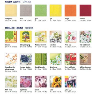 HOME FASHION Zelltuch-Servietten 33 x 33 cm, 3-lagig, 1/4 Falz, lose1000 Stück/Karton | mit Motiv bzw. farbig gemustert(bitte 17890-[HOME FASHION-ArtikelNr] angeben)