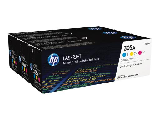 HP 305A 3er Pack Farbe (Cyan, Magenta, Gelb) LaserJet Tonerpatrone (CF370AM)