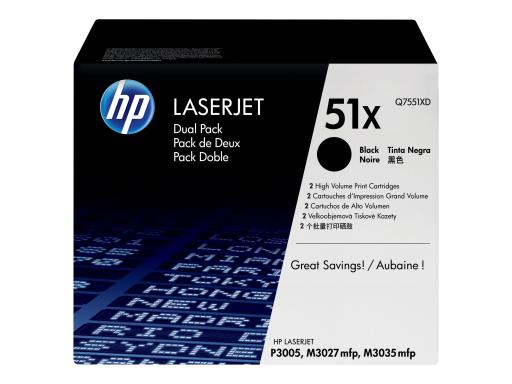 HP 51X 2er Pack Schwarz LaserJet Tonerpatrone (Q7551XD)