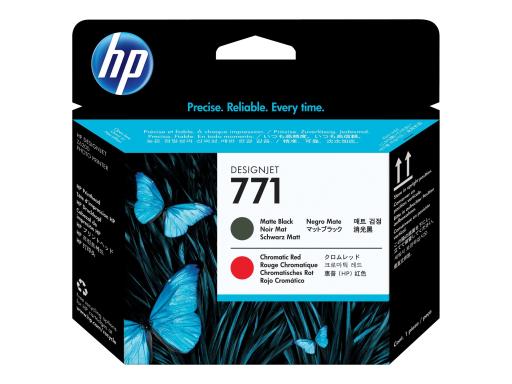 HP 771 mattschwarz, Chromatic Red Druckkopf