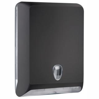 Handtuchspender "racon® CE designo L", schwarz | 400 x 290 x 130 mm (H x B x T) <br>Falthandtuch-Spender, Sichtfenster, für ca. 400 - 800 Blatt Handtuchspender "racon® CE designo L", schwarz | 400 x 290 x 130 mm (H x B x T) <br>Falthandtuch-Spender, Sichtfenster, für ca. 400 - 800 Blatt