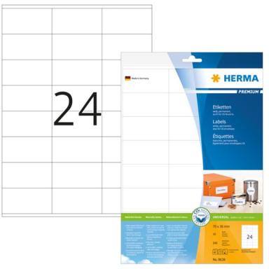 Herma Etiketten 70x36 weiß matt 10 Blatt DIN A4 240 Stück