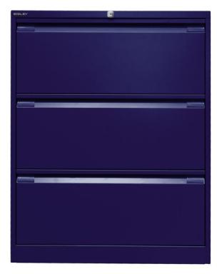 Hängeregistraturschrank, doppelbahnig, blau, 3 Hängeregistraturschubladen