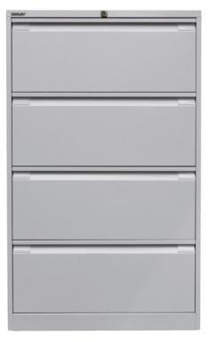 Hängeregistraturschrank, doppelbahnig, grau, 4 Hängeregistraturschubladen