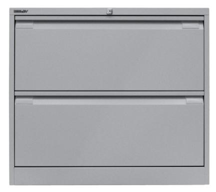 Hängeregistraturschrank, doppelbahnig, silber, 2 Hängeregistraturschubladen