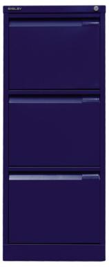 Hängeregistraturschrank, einbahnig, 3 Hängeregistraturen, blau