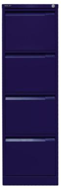 Hängeregistraturschrank, einbahnig, 4 Hängeregistraturen, blau