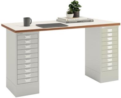 Home Office Arbeitsplatz, weiß, Tischplatte MultiDesk, Plywood,