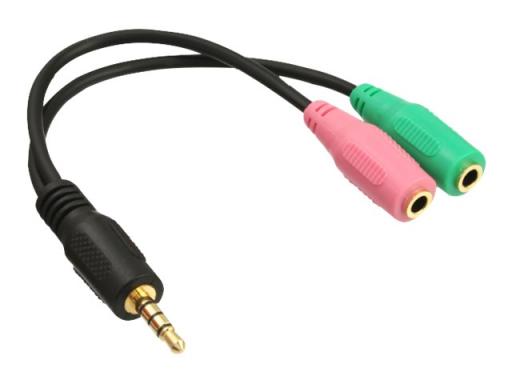 INLINE Audio Headset Adapterkabel, 3,5mm Klinke Stecker 4pol. an 2x 3,5mm Klink