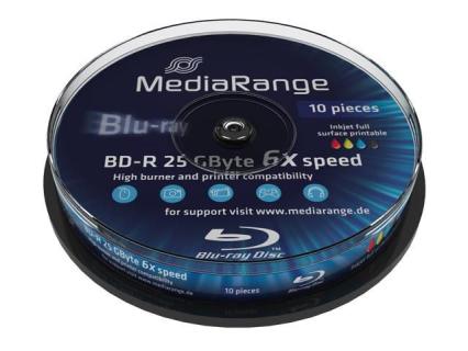 MediaRange BD-R 6x Inkjet Fullsurface Printable Cake10