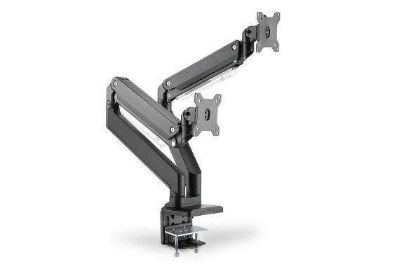 DIGITUS Universal Dual-Monitorarm, Klemmbefestigung, schwarz