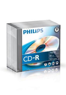 PHILIPS - 10 x CD-R - 700MB (80 Min) 52x - Slim Jewel Case (CR7D5NS10/00)