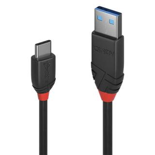 LINDY USB 3.1 Typ A an C Kabel 3A Black Line 0.5m