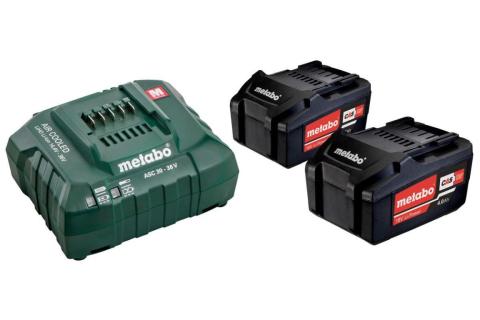METABO 2 x Li-Power Akkupack 18 V / 4.0 Ah + Ladegerät ASC 55 685050000