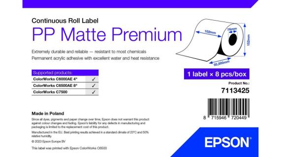 EPSON Premium - Polypropylen (PP) - matt - permanenter Acrylklebstoff - Rolle (