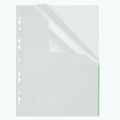 Index Sichthülle, PP, A4, EURO-Lochung transparent, Indexstreifen grün,