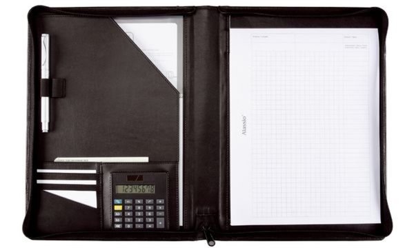 JÜSCHA Alassio - Mappe mit Reißverschluss für Dokumente - Kunstleder - Schwarz 