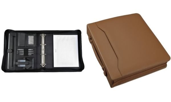 JÜSCHA Alassio Ringbuchmappe "OSI", A4, Lederimitat, schwarz 50 mm Ringmechanik