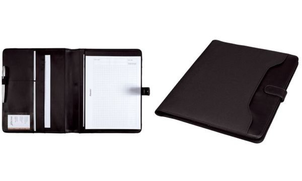 JÜSCHA Alassio Schreibmappe "FANO", A4, FINEtouch-Lederimitat und Nylon, Lasche