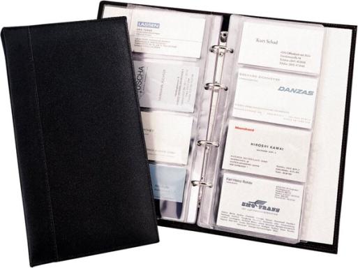 JÜSCHA Alassio Visitenkarten-Ringbuch, für 120 Karten, schwarz aus echtem Leder