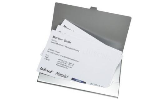 JÜSCHA Alassio Visitenkartenetui, aus Aluminium, matt silber für ca. 10 Visiten