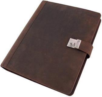 Dokumentenmappe DIN A4, Leder grau, Ringmechanik